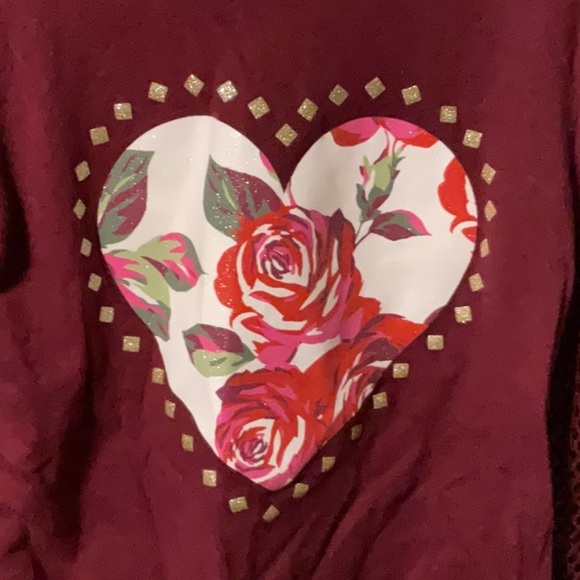 Place Burgundy Floral Heart Long Sleeve Tee - Picture 2 of 6